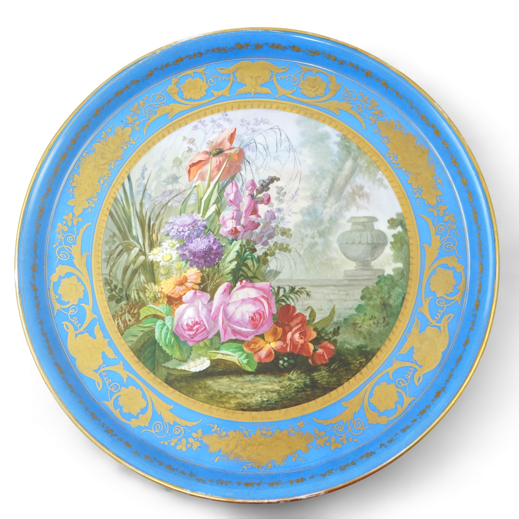 A large Sevres style porcelain charger, late 19th century